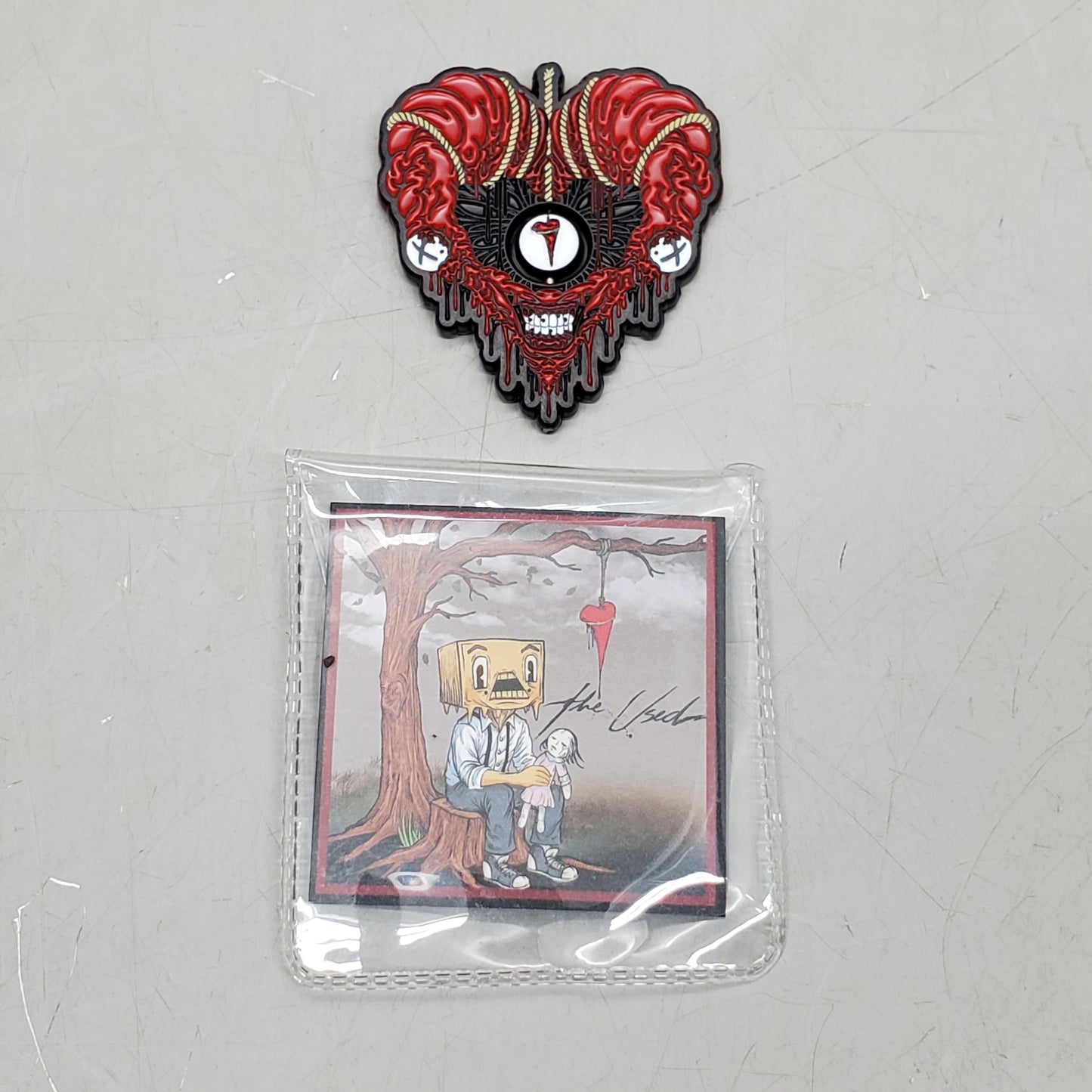 THE USED (2 Pack) In Life and Death Heart Medallion Collector Coin 2" Red / White