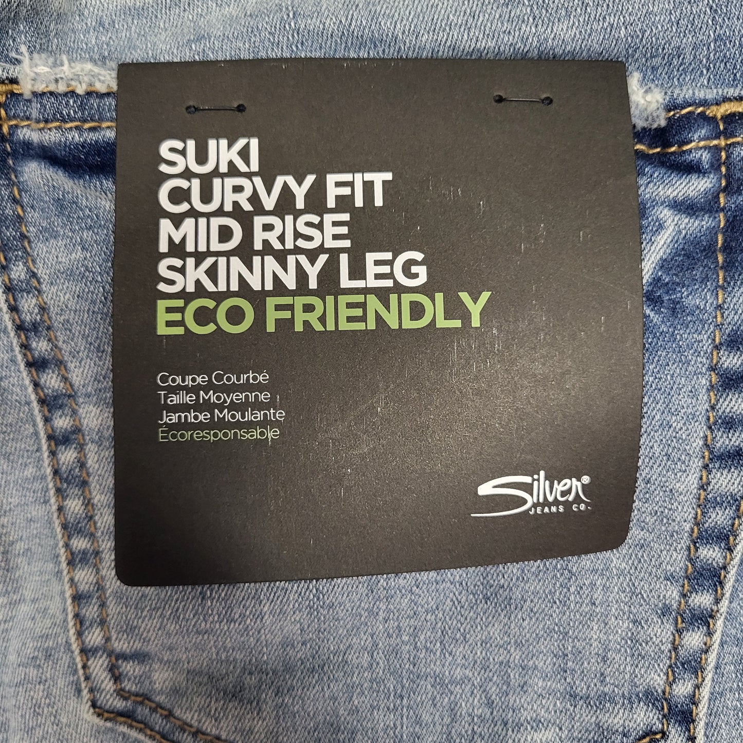 SILVER JEANS CO. Suki Curvy Fit Skinny Leg Eco Friendly Sz 31/29 Light Indigo