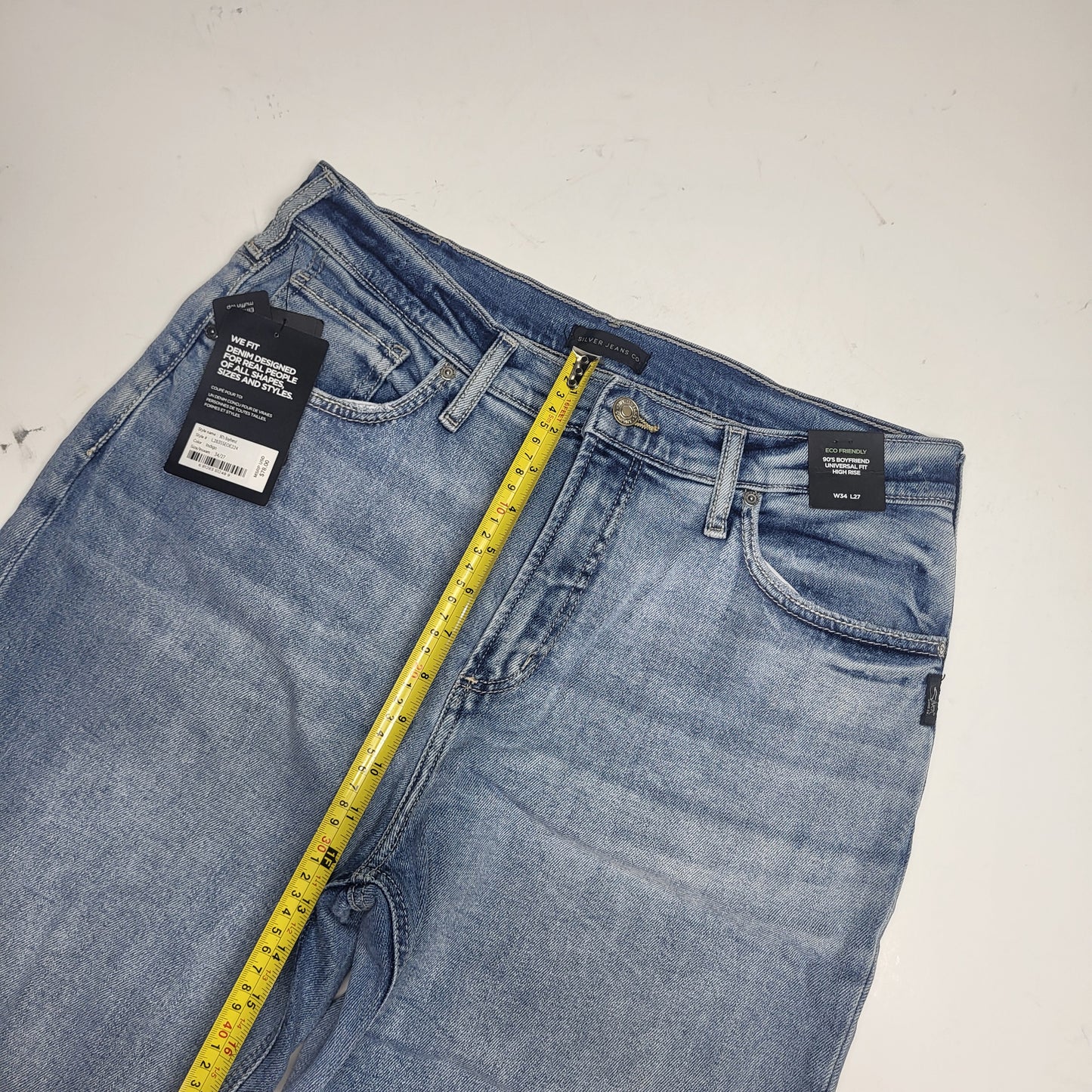 SILVER JEANS CO. 90's Boyfriend Universal Fit Eco Friendly Sz 34/27 L28355EOE224