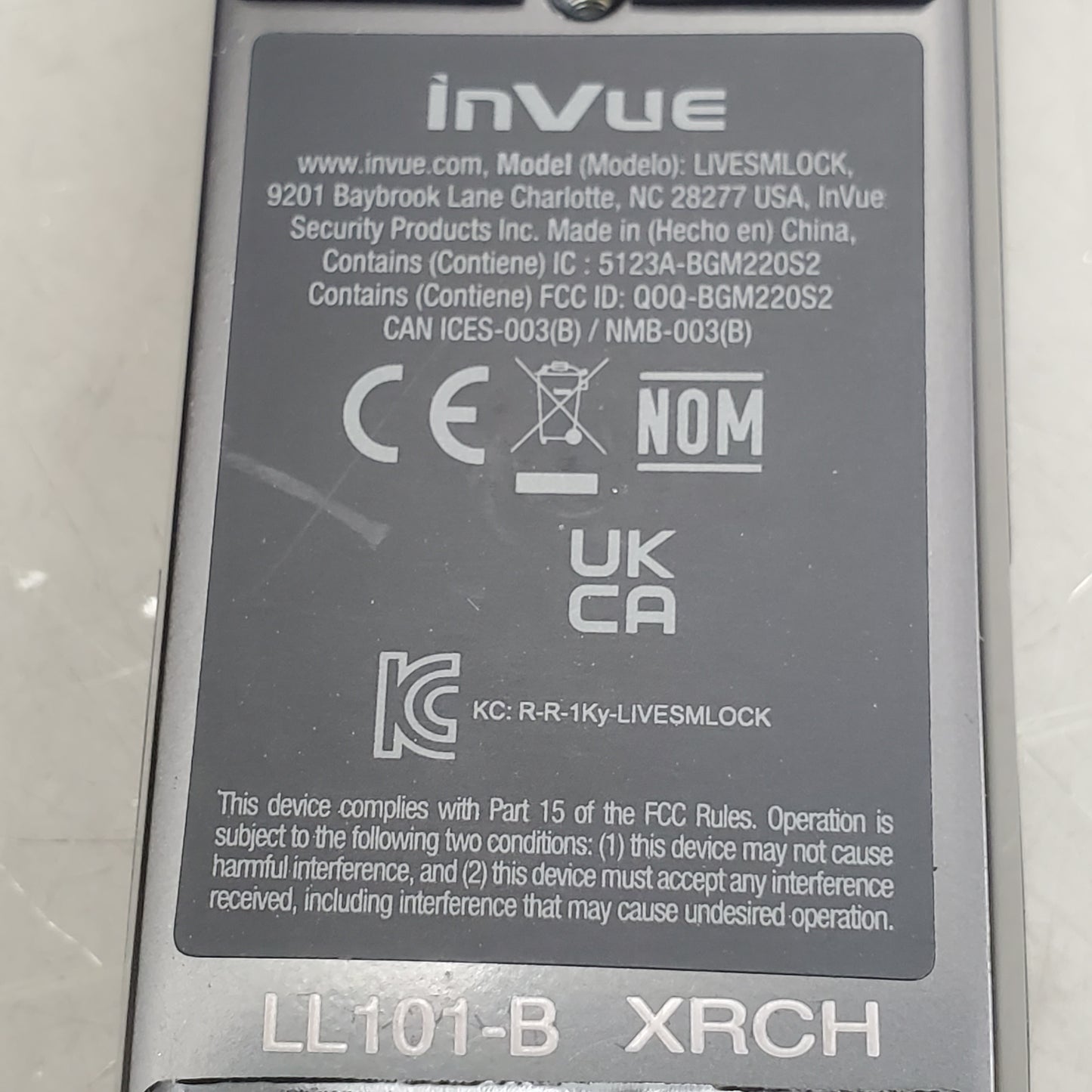 INVUE Slider Lock Body Live for Ir Ecosystem Black LL101O75 LIVESMLOCK