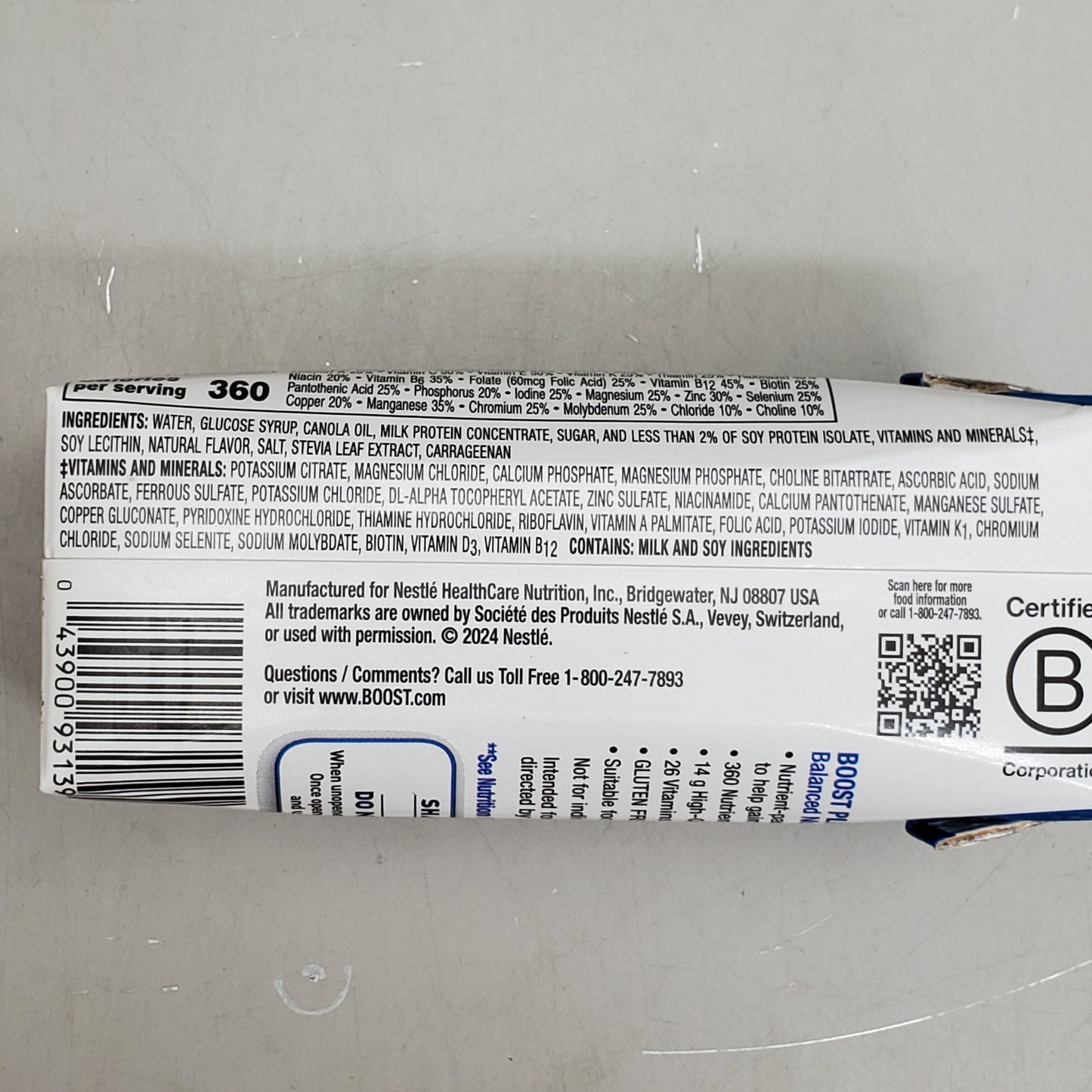 ZA@ NESTLE (24 Pack) Boost Plus Balanced Nutritional Drink 8 fl oz Very Vanilla G12587091 BB 12/25 A