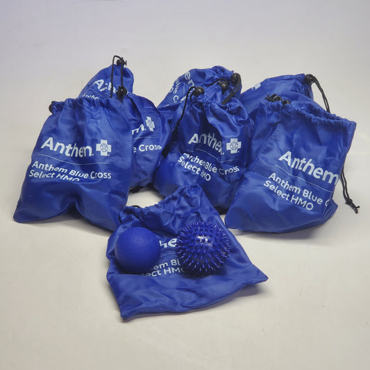 ZA@ CanDo (10 Pack) Massage Balls One Smooth and One with Spikes and Bag 2.5" Blue (Advertising)