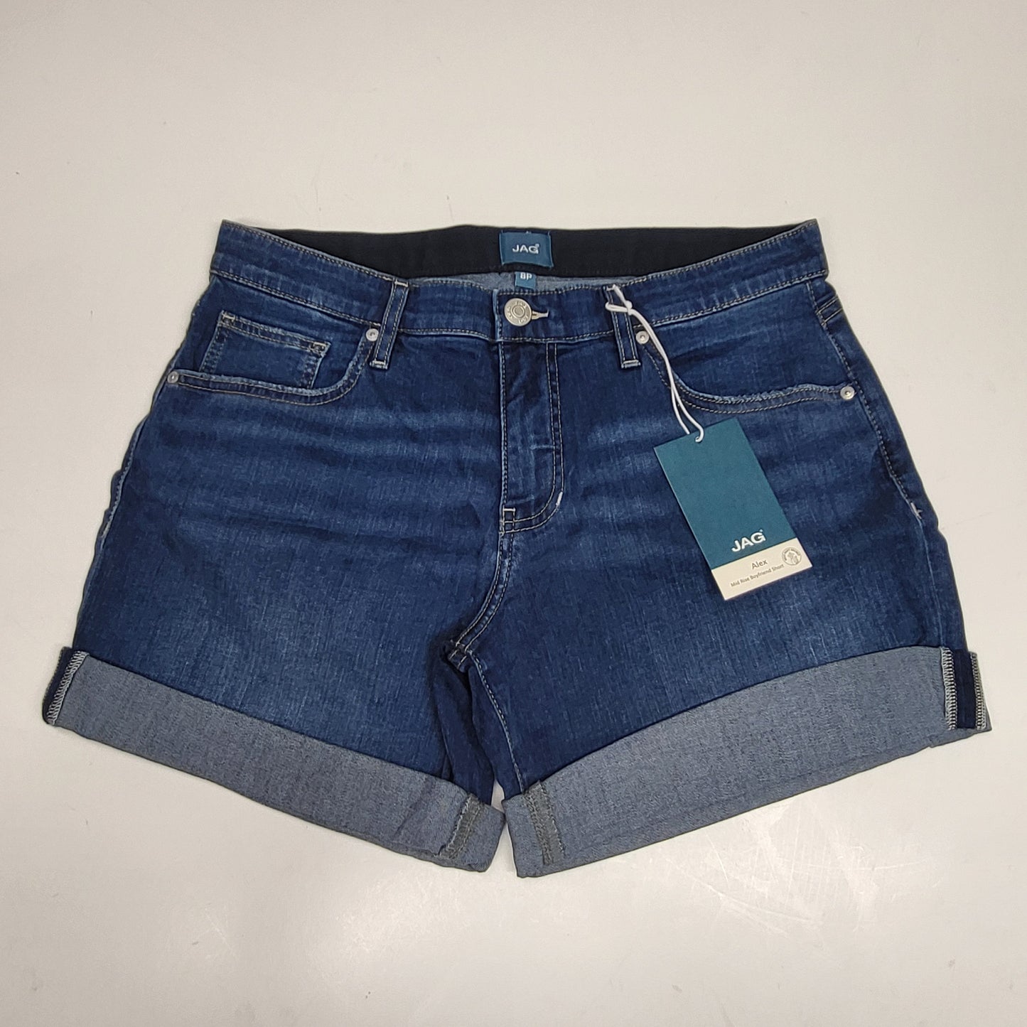 JAG Alex Mid Rise Boyfriend Short Womens Sz 8P/5 Brilliant Blue JP5124SSJ305