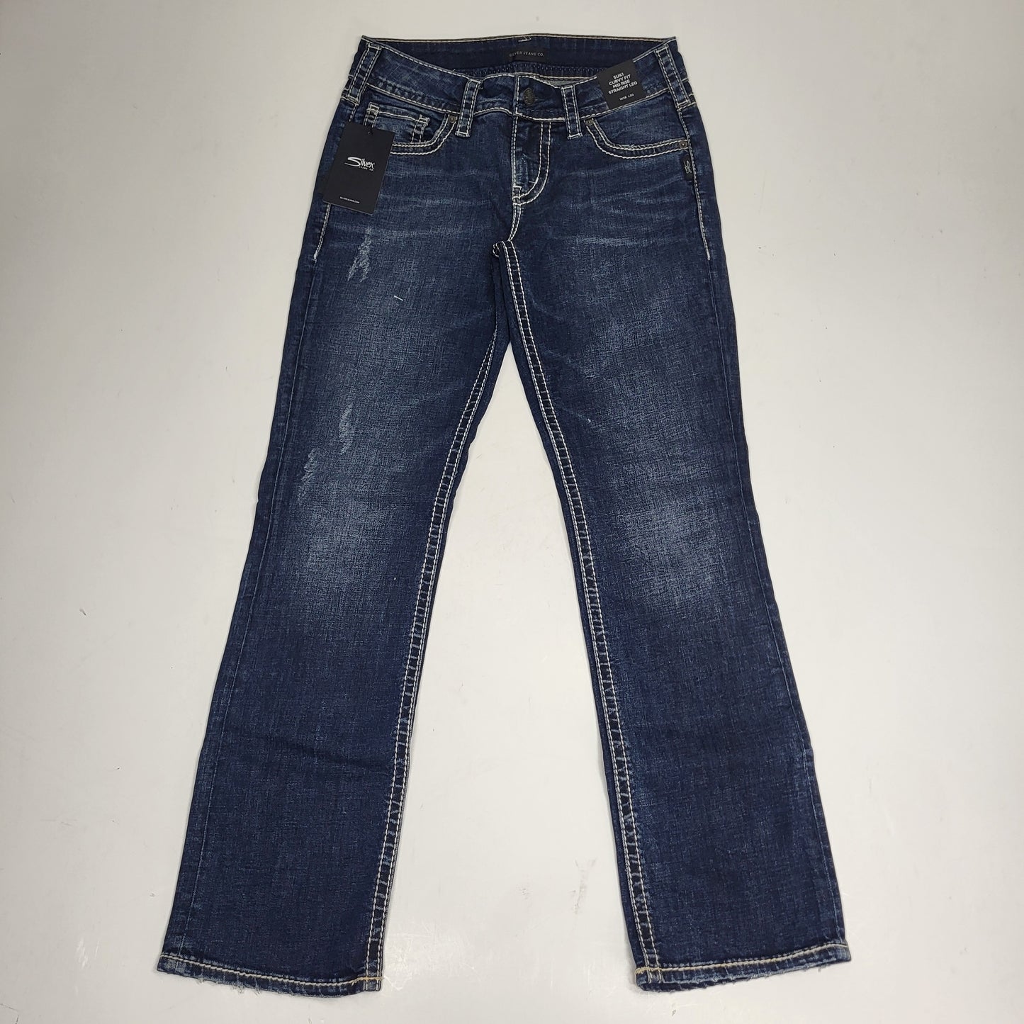 SILVER JEANS CO. Suki Curvy Fit Straight Leg 33/32 Indigo L93413SDI349