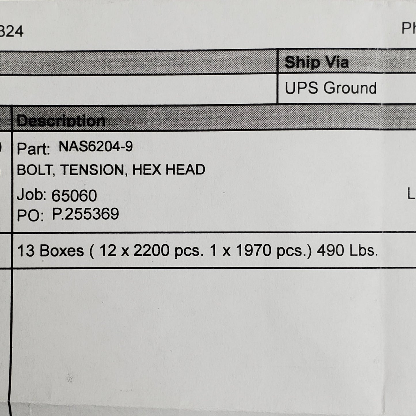 TFI AEROSPACE (28370 Pcs) Cadmium Plated Fasteners Steel Hex Bolts ~1/4"x17/16" NAS6204-9 REV. 11