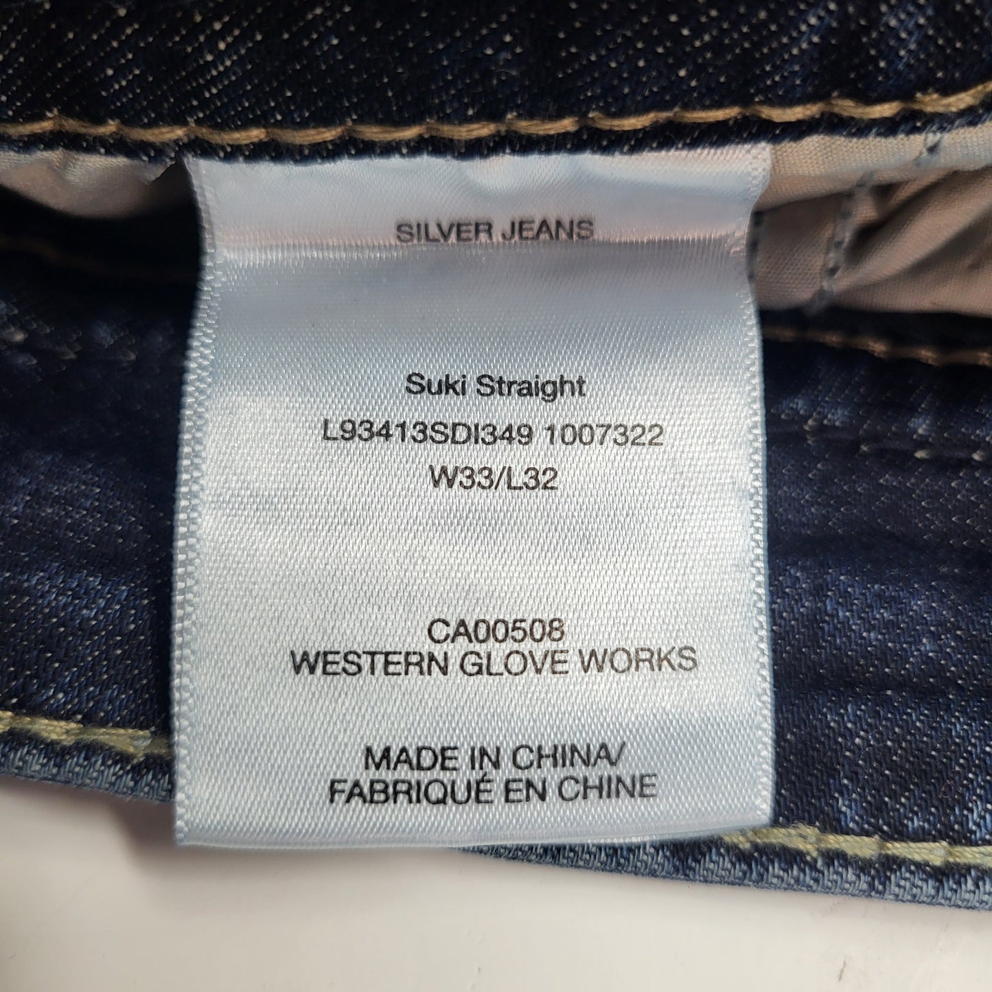SILVER JEANS CO. Suki Curvy Fit Straight Leg 33/32 Indigo L93413SDI349