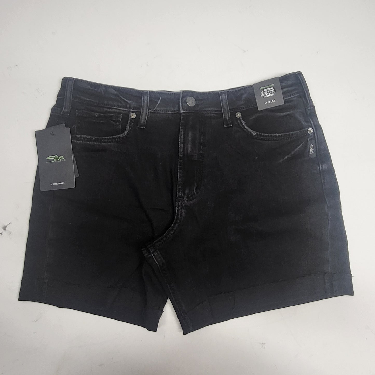 SILVER JEANS CO. Sure Thing Long Short Eco Friendly Sz 32/6.5 Black L28517BOA528