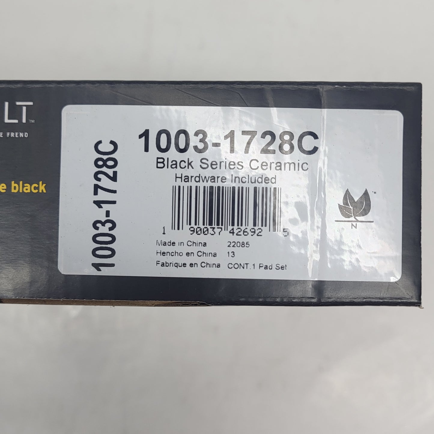 QUALITY-BUILT Ceramic Disc Brake Pad Set Black Front 1003-1728C