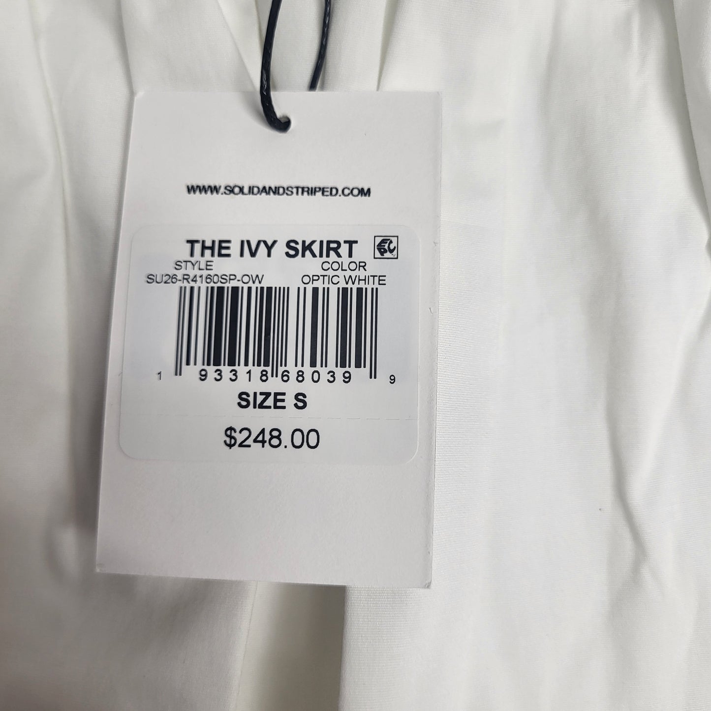 SOLID AND STRIPED The Ivy Skirt Sz S Optic White SU26R4160SPOW
