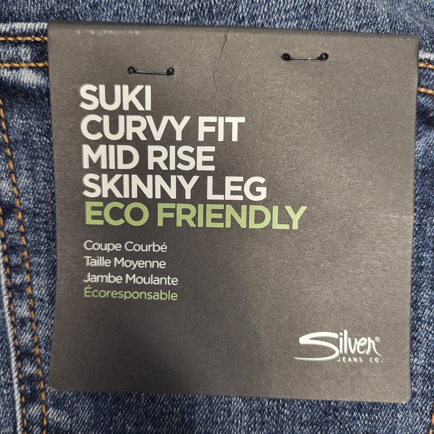 SILVER JEANS CO. Suki Curvy Fit Skinny Leg Eco Friendly Sz 28/27 Indigo