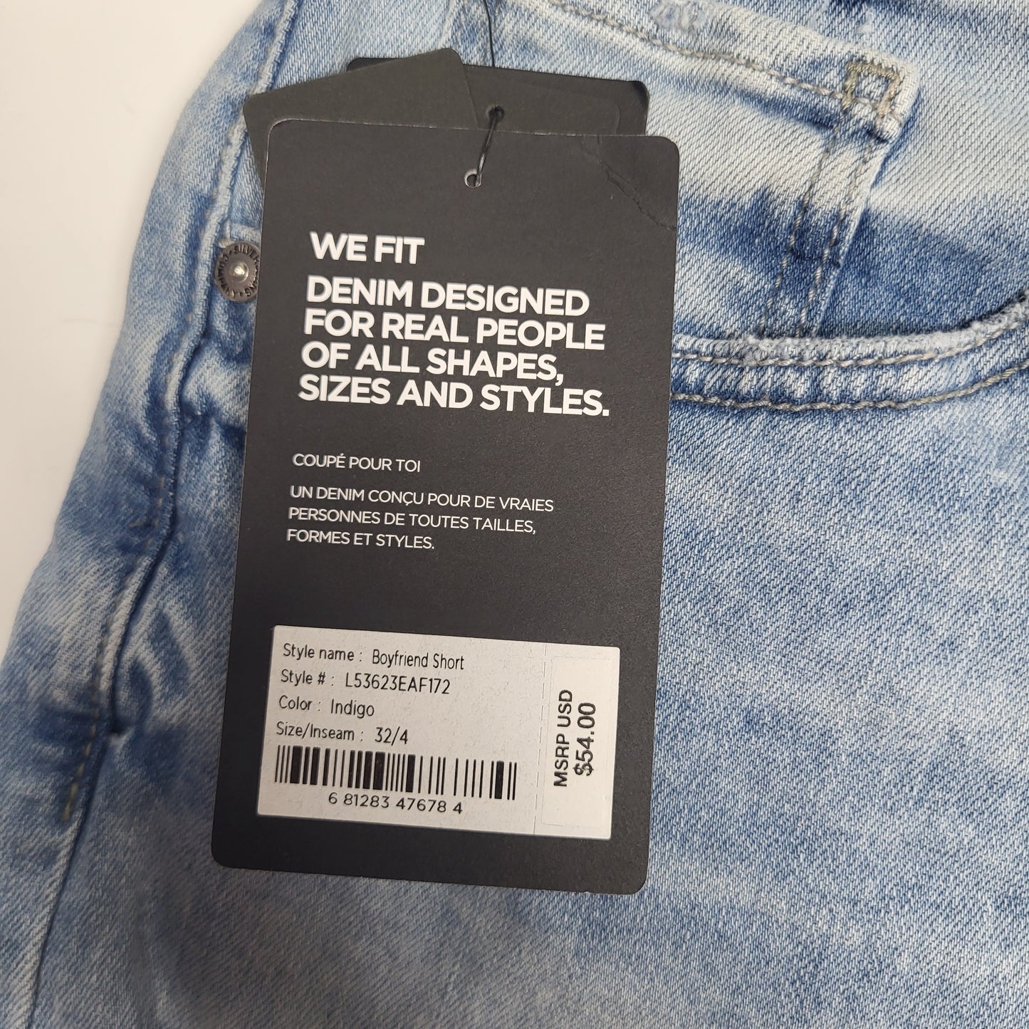 SILVER JEANS CO. Boyfriend Short Eco-Friendly Sz 32/4 Indigo L53623EAF172