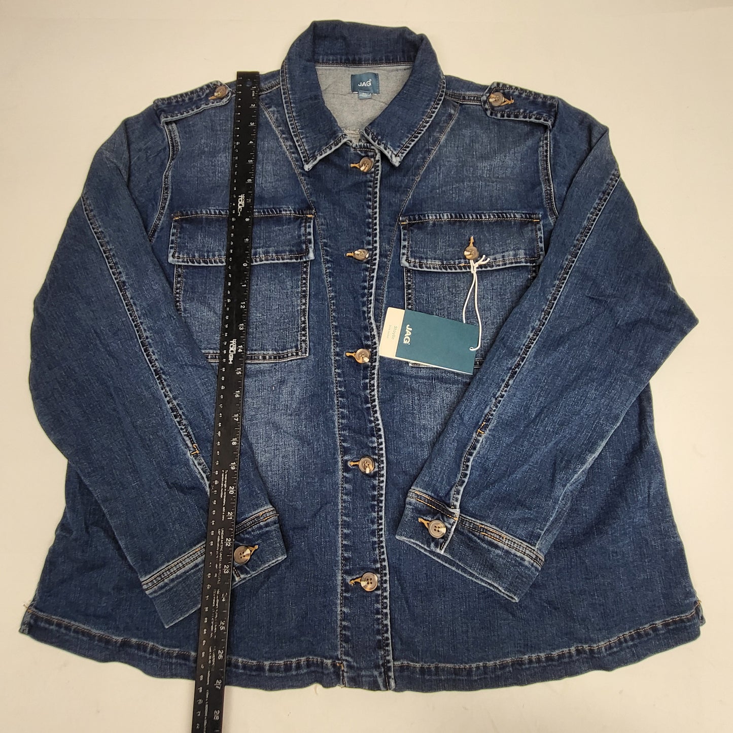JAG Shaylie Denim Button Up Jacket Women's Sz XL Harbor Blue  J8310SAP326