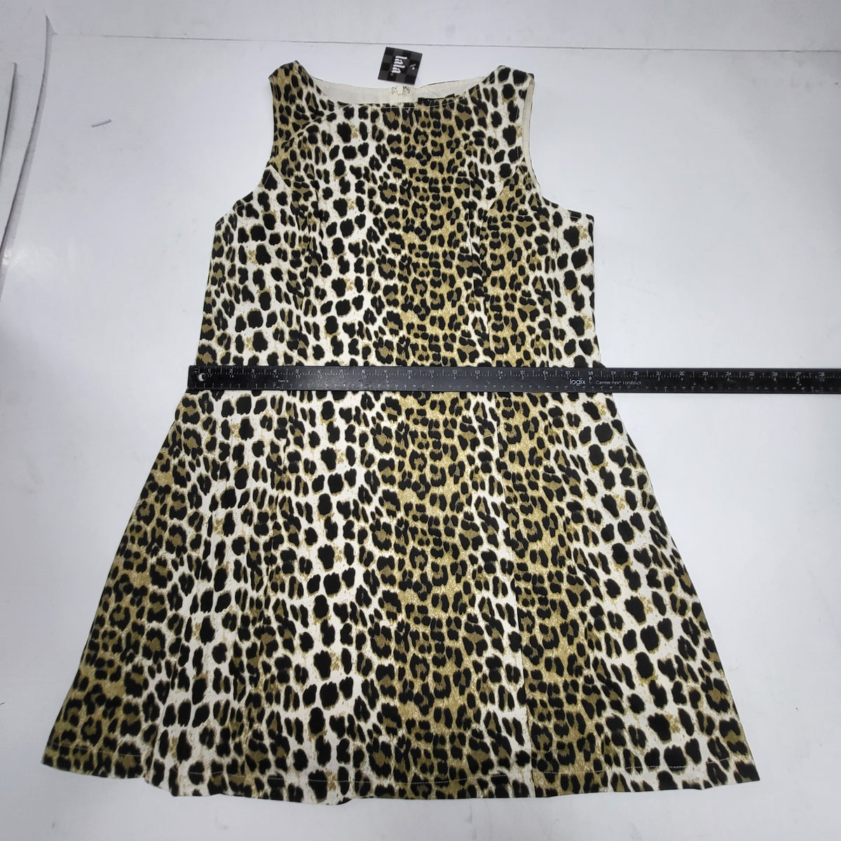 DRESSED IN LALA Put a Spell on You Linen + Cotton Blend Mini Dress XL Leopard