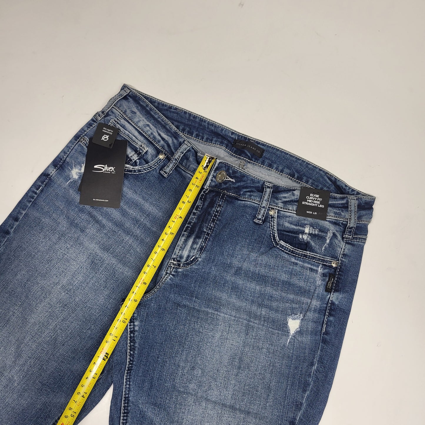 SILVER JEANS CO. Elyse Mid Rise Straight Leg Sz 33/31 Indigo L03403EGX272