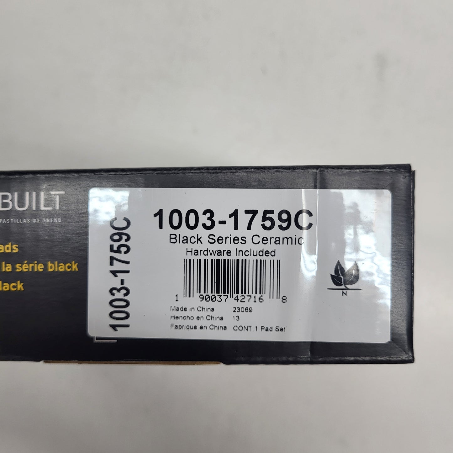 QUALITY-BUILT Ceramic Disc Brake Pad Set Black Front 1003-1759C