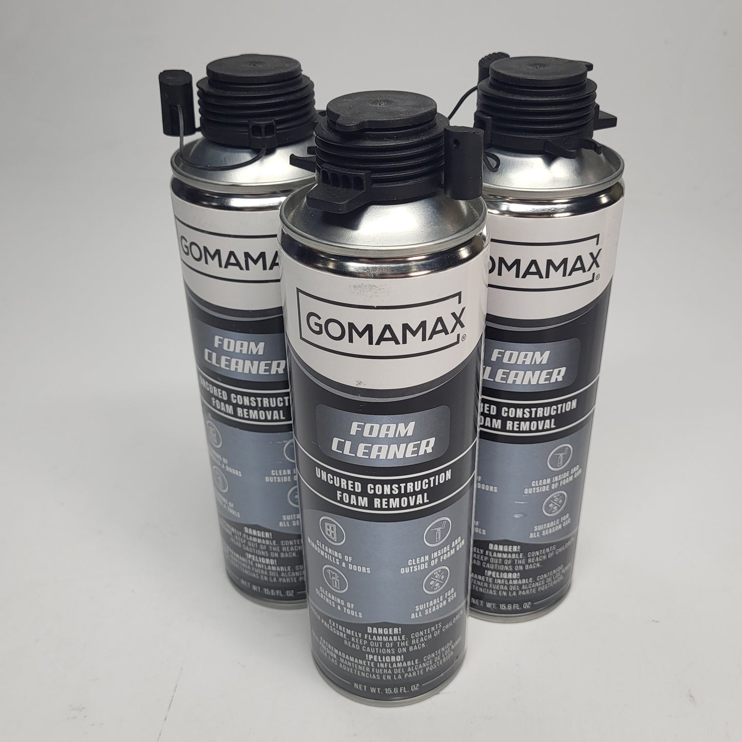 GOMAMAX (3 PACK) Uncured Construction Foam Cleaner Removal Spray Cans 15.6oz