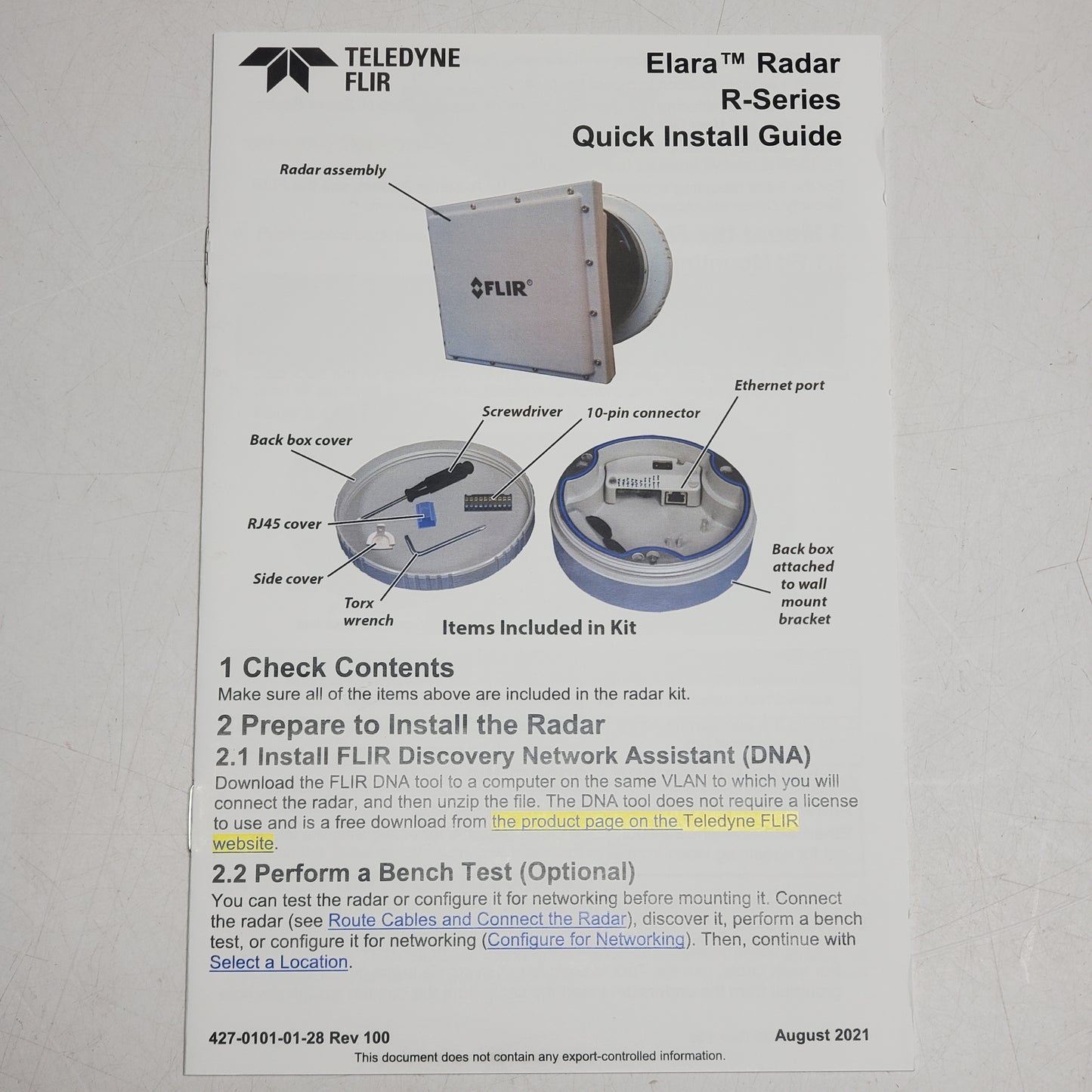 FLIR Elara R-290 Ground Security Radar Detection 200M-400M White 427-0101-01-00