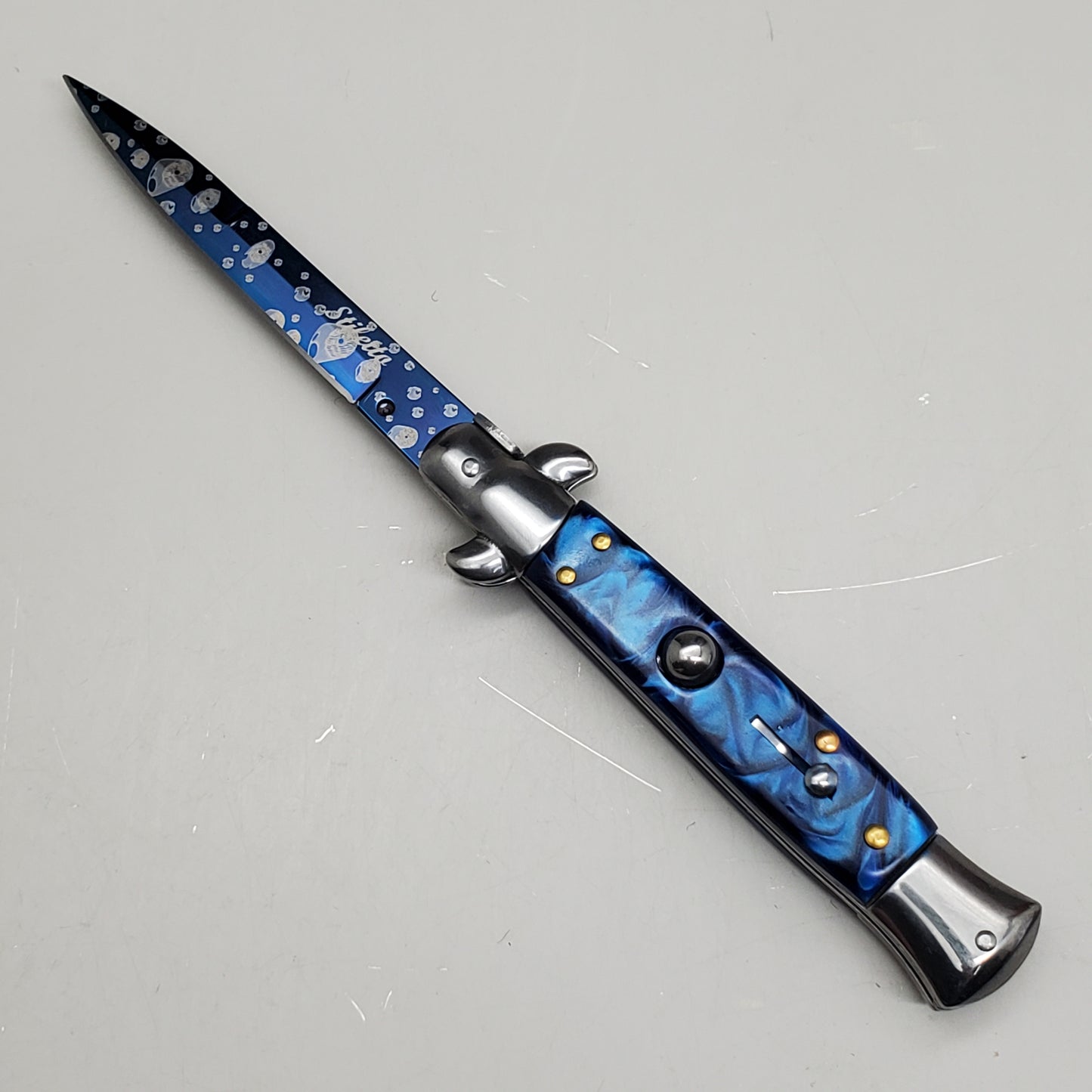 ZA@ ARMED FORCE TACTICAL Hand Crafted OTF Pocket Knife 9"Knife4"Blade Blue ST-6BLB