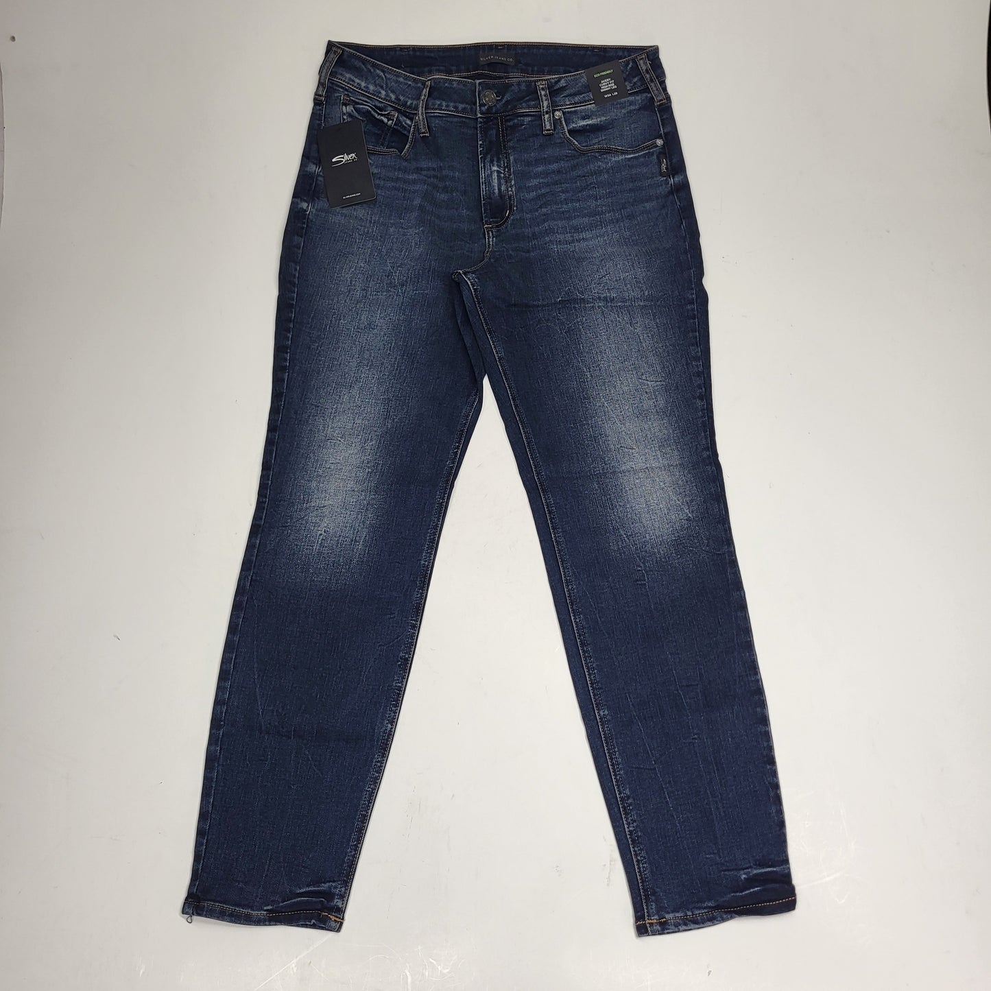 SILVER JEANS CO. Avery Curvy Fit High Rise Skinny Leg Eco Friendly Sz 34/29 Indigo