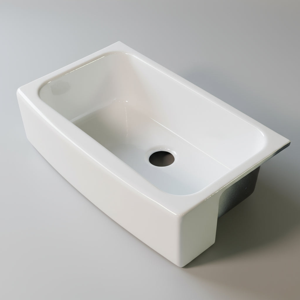 White ceramic sink on a gray background