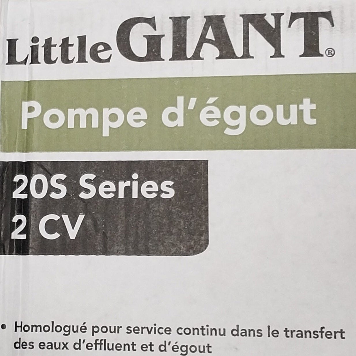 LITTLE GIANT Manual Submersible Sewage Ejector Pump 205GPM 230V 20ft Cord 20SCIM