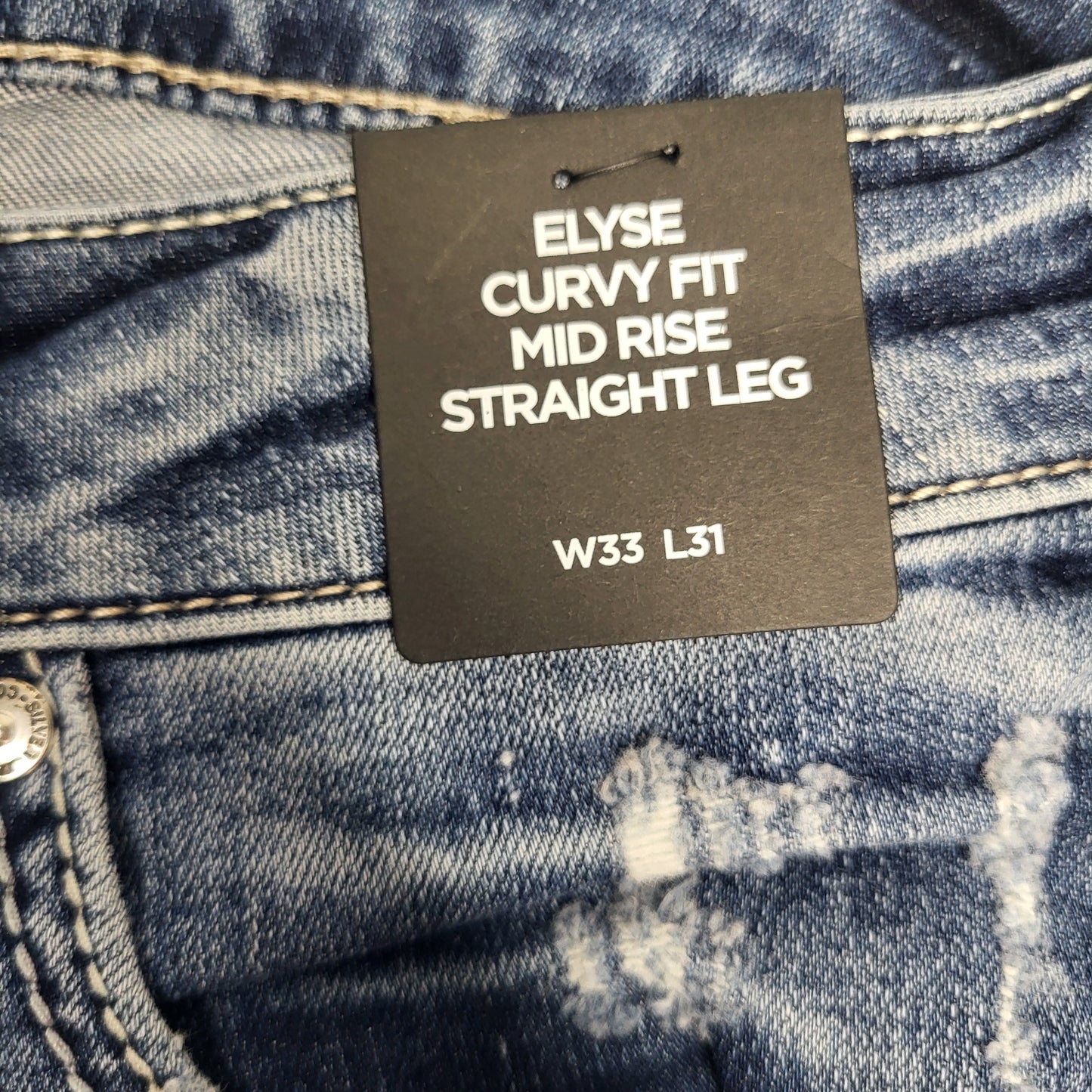 SILVER JEANS CO. Elyse Mid Rise Straight Leg Sz 33/31 Indigo L03403EGX272