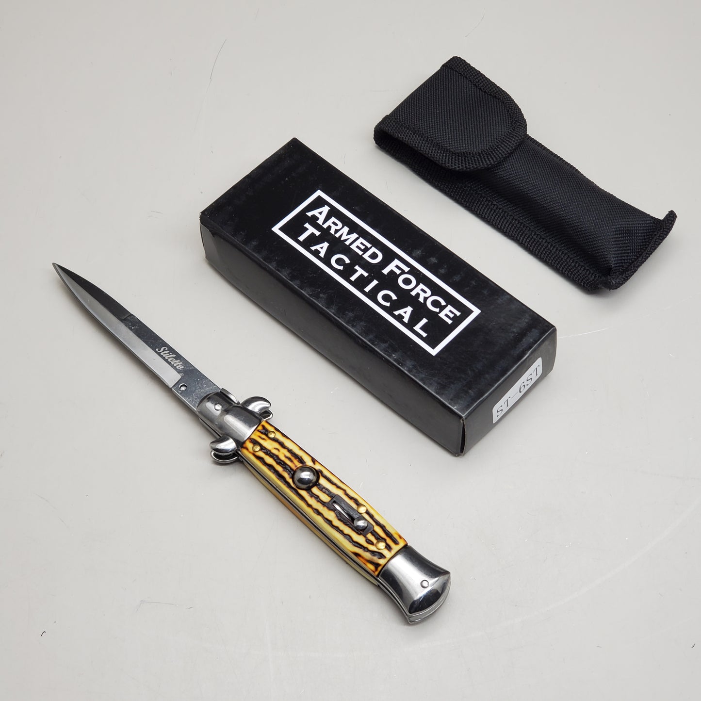 ZA@ ARMED FORCE TACTICAL Hand Crafted OTF Pocket Knife 9" Knife 4" Blade Yellow/Black