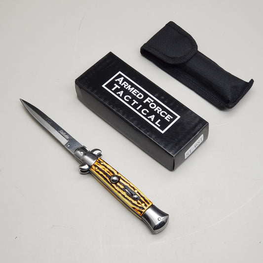 ZA@ ARMED FORCE TACTICAL Hand Crafted OTF Pocket Knife 9" Knife 4" Blade Yellow/Black