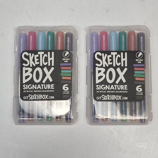 ZA@ SKETCHBOX (2 PACK) Signature Acrylic Brush Markers 6 Colors