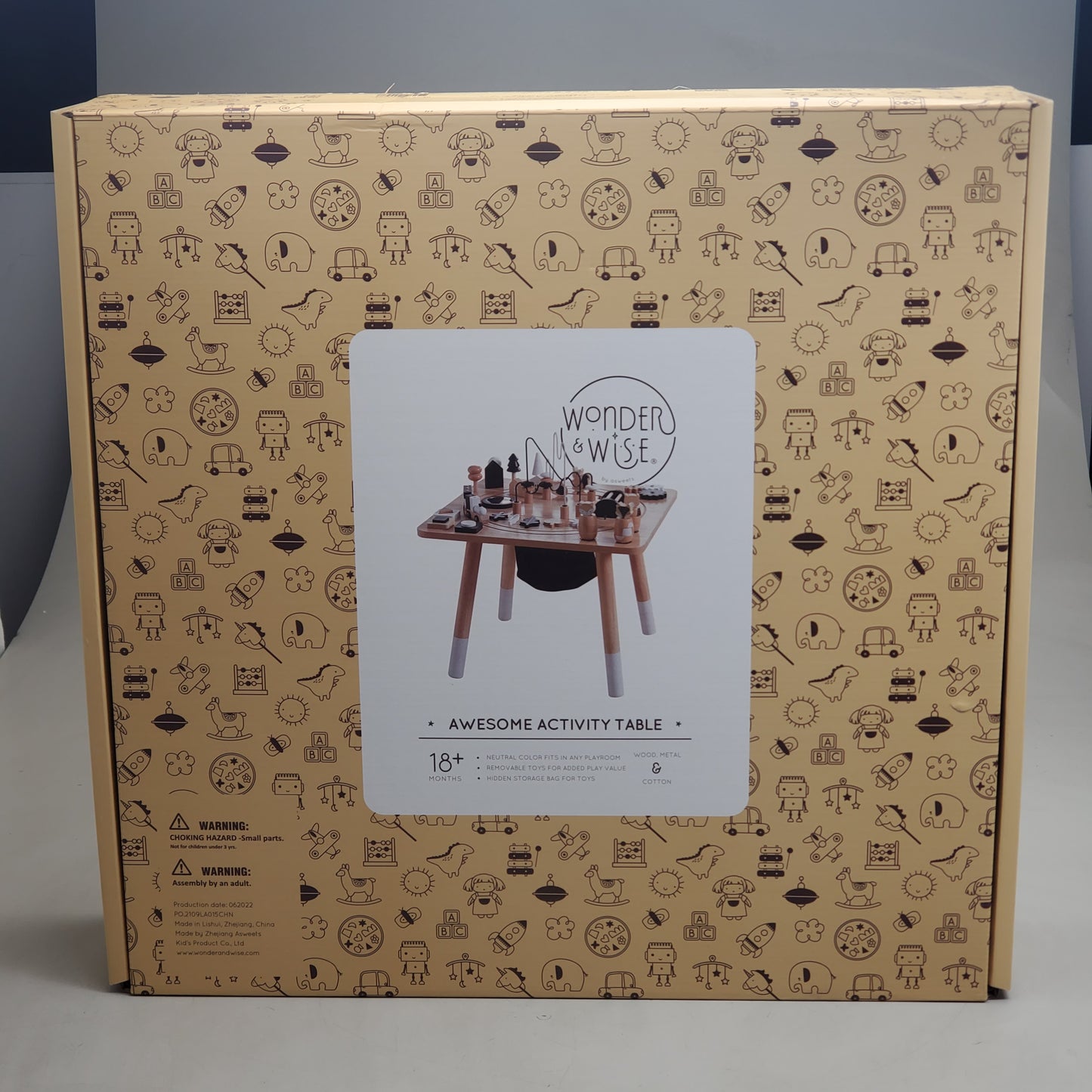 WONDER & WISE Awesome Activity Table Wood / Metal 21.5” x 21.5” x 23.5” Neutral 1000040027