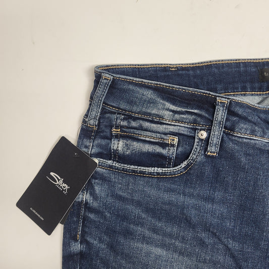 SILVER JEANS CO. Suki Curvy Fit Straight Leg Sz 34/29 Indigo L93413EAE389