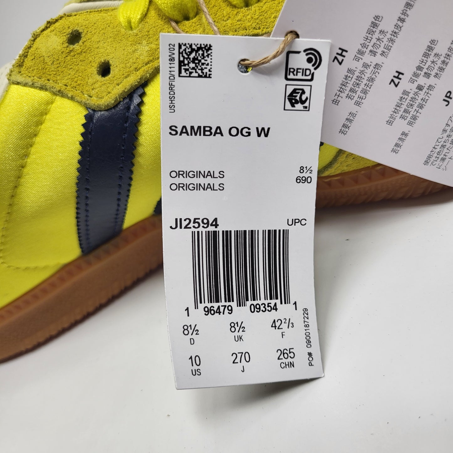 ADIDAS Samba Og W Sneakers Women's Sz 10 Yellow, Night Indigo & Cream JI2594