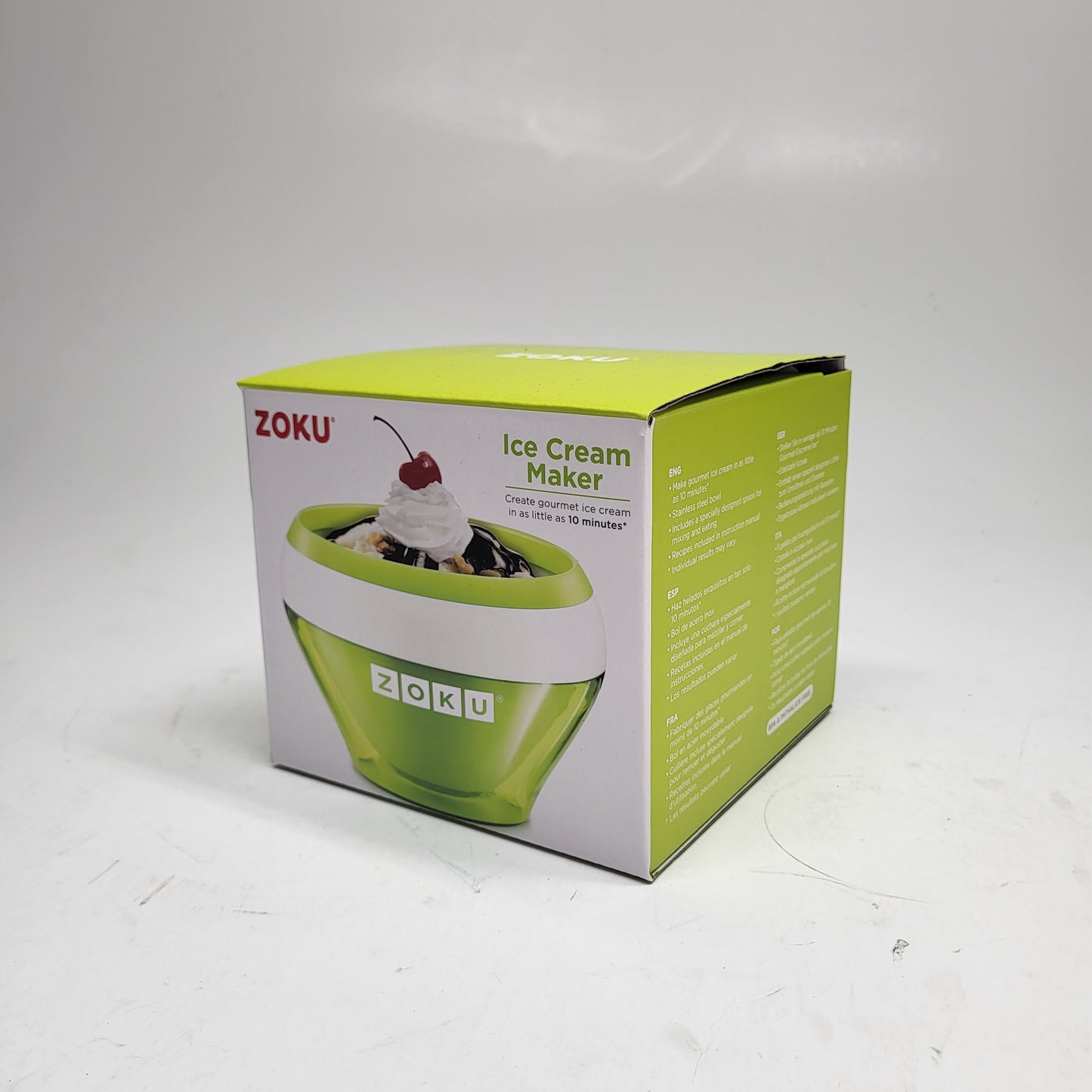 ZOKU Instant Ice Cream Maker Stainless Steel Bowl Gelato Sorbet 5 fl oz Green