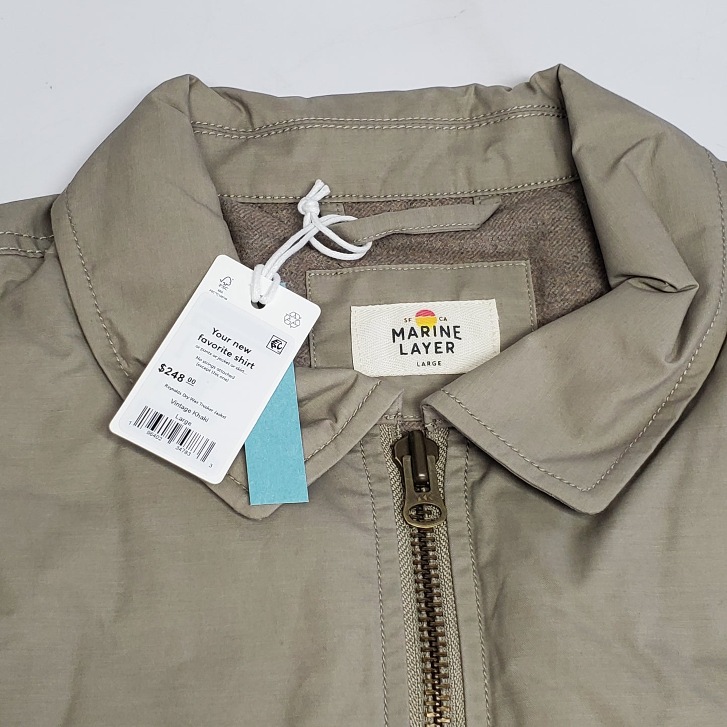 MARINE LAYER Reynolds Dry Wax Trucker Jacket Men's SZ Large Vintage Khaki