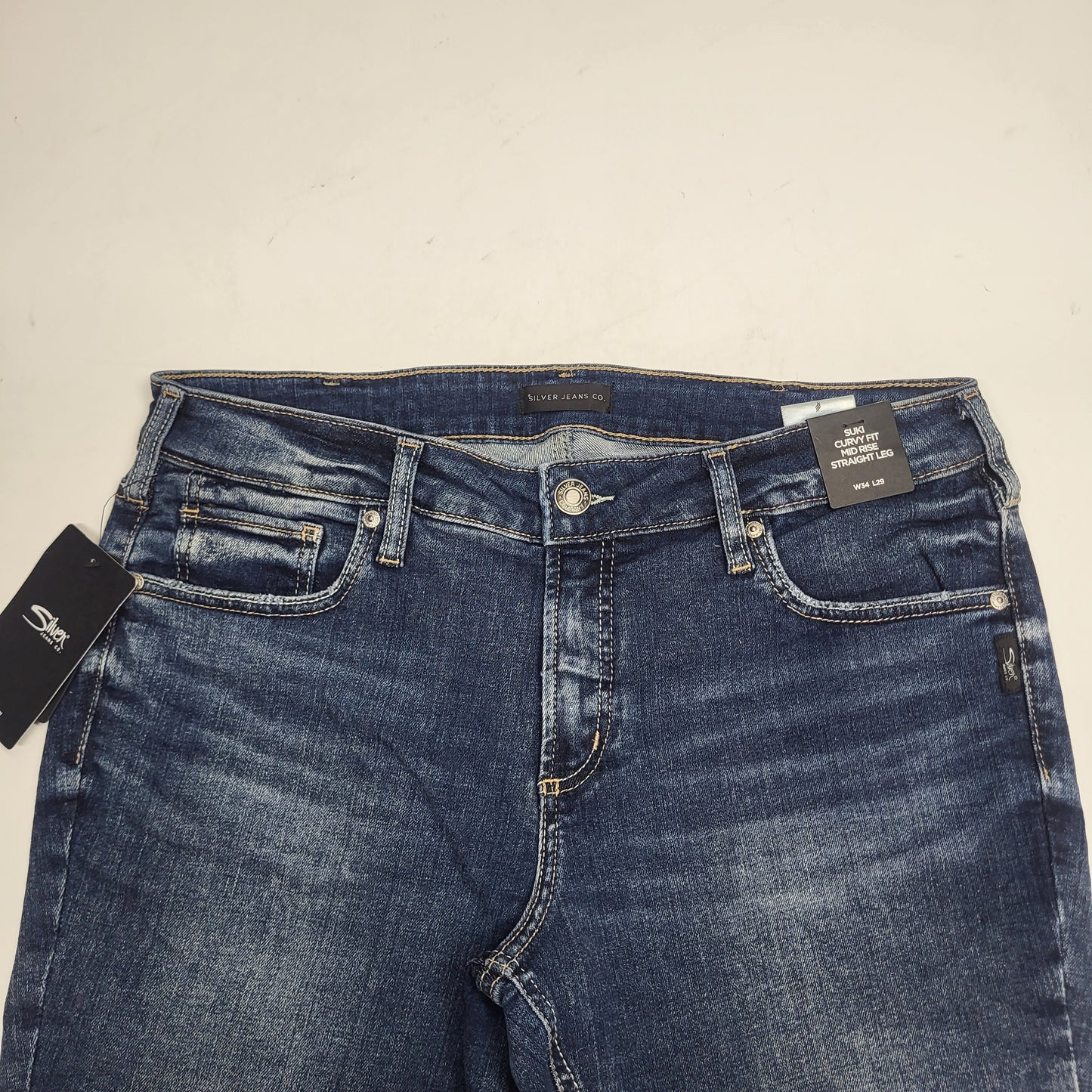 SILVER JEANS CO. Suki Curvy Fit Straight Leg Sz 34/29 Indigo L93413EAE389