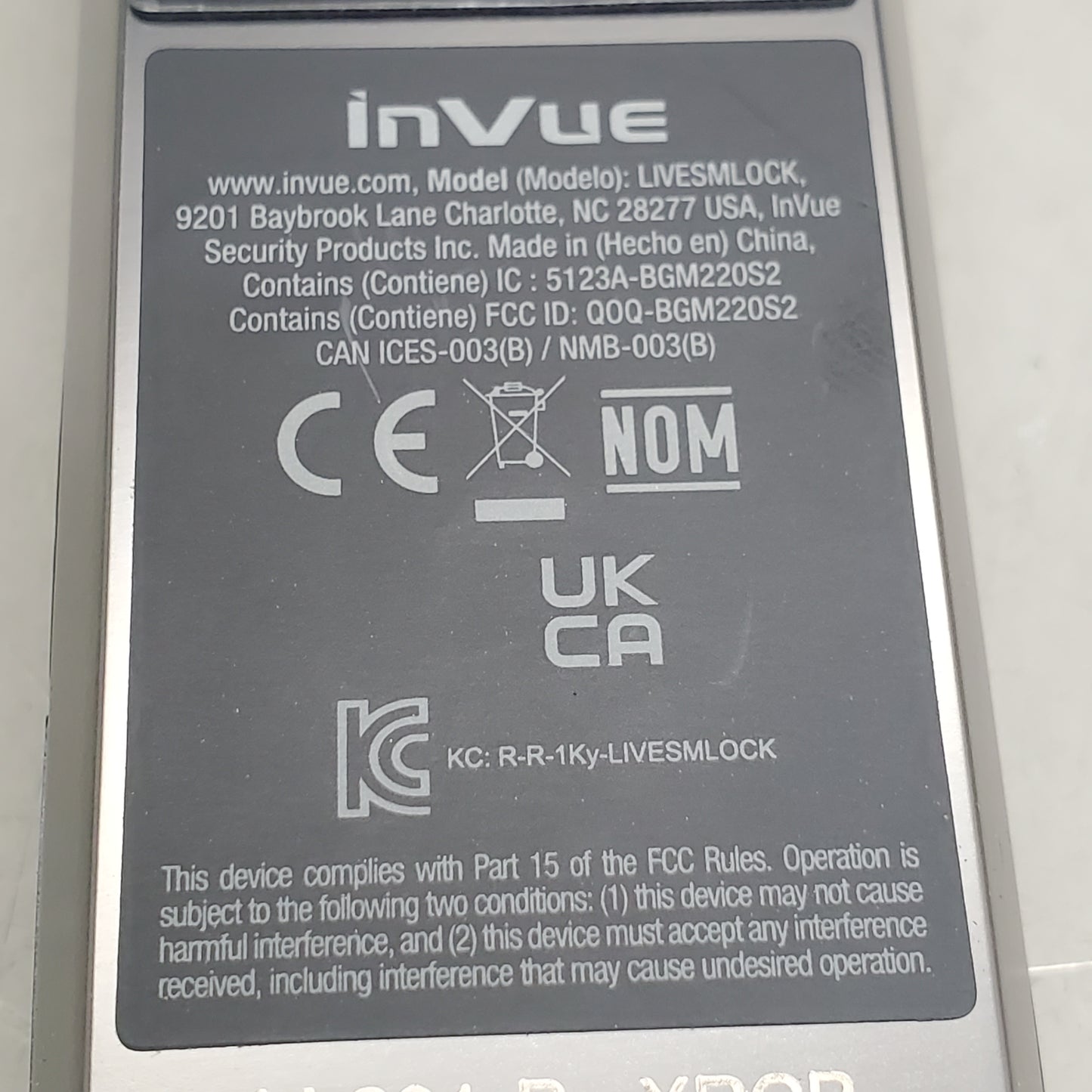 INVUE Plunger Lock Body Live for IR Ecosystem Black LL201A11 LIVESMLOCK