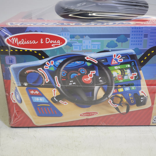 MELISSA & DOUG Vroom & Zoom Interactive Wooden Dashboard Steering Wheel Toy 31705