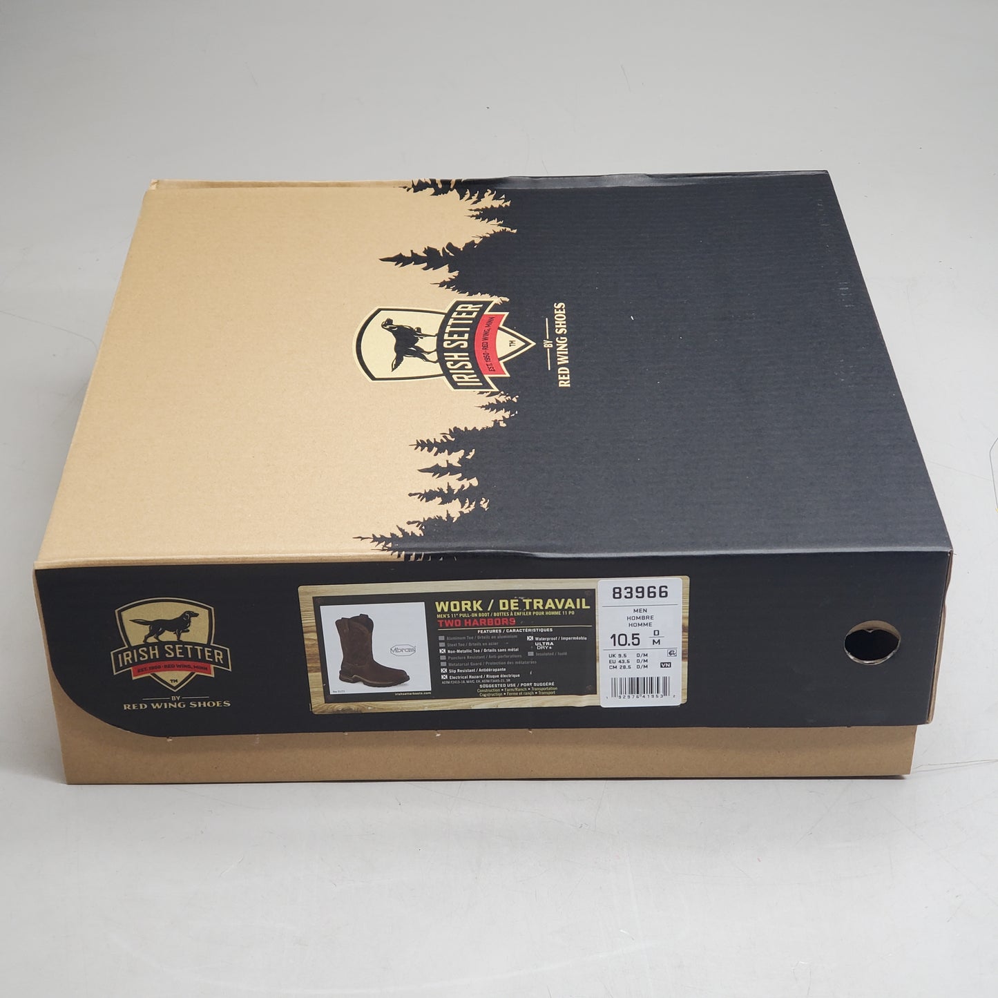 RED WING Irish Setter Two Harbors 11" Pull-on Boot Work Safe Toe Men's SZ 10.5D Brown 83966 Waterproof