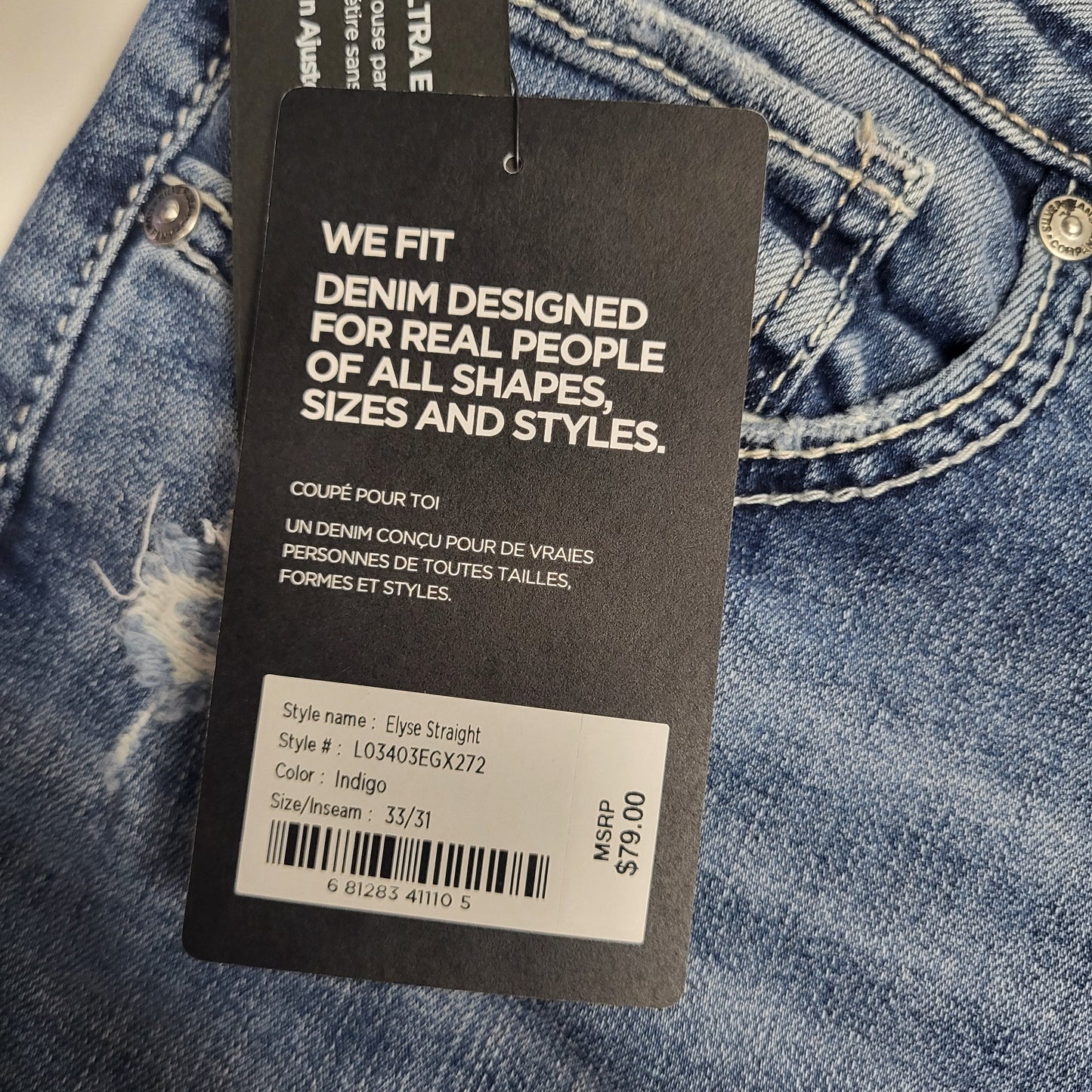 SILVER JEANS CO. Elyse Mid Rise Straight Leg Sz 33/31 Indigo L03403EGX272