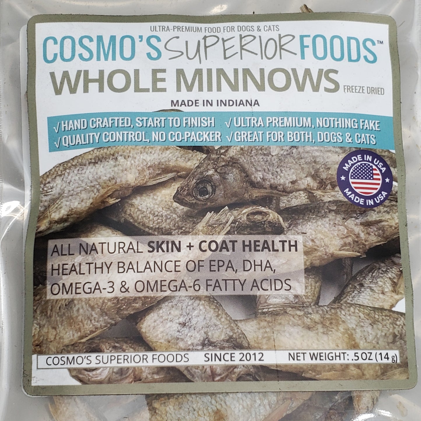 COSMO'S SUPERIOR FOODS (2 Pack) Freeze Dried Whole Minnows 0.5 oz BB 05/26