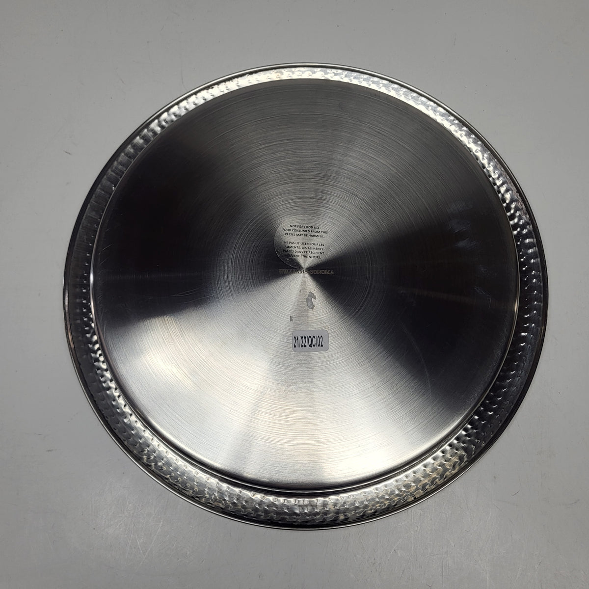 WILLIAMS SONOMA Hammered Round Metal Serving Tray  12.5"x12.5" Silver