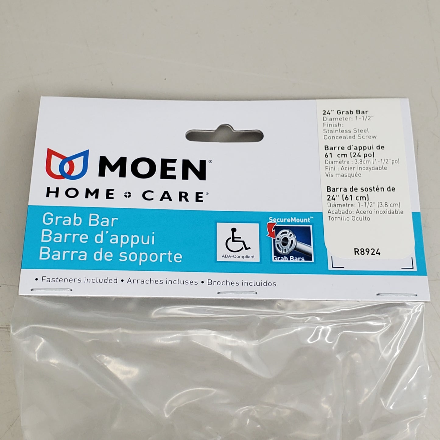 MOEN Home Care Grab Bar 24" X 1-1/2" Stainless Steel R8924