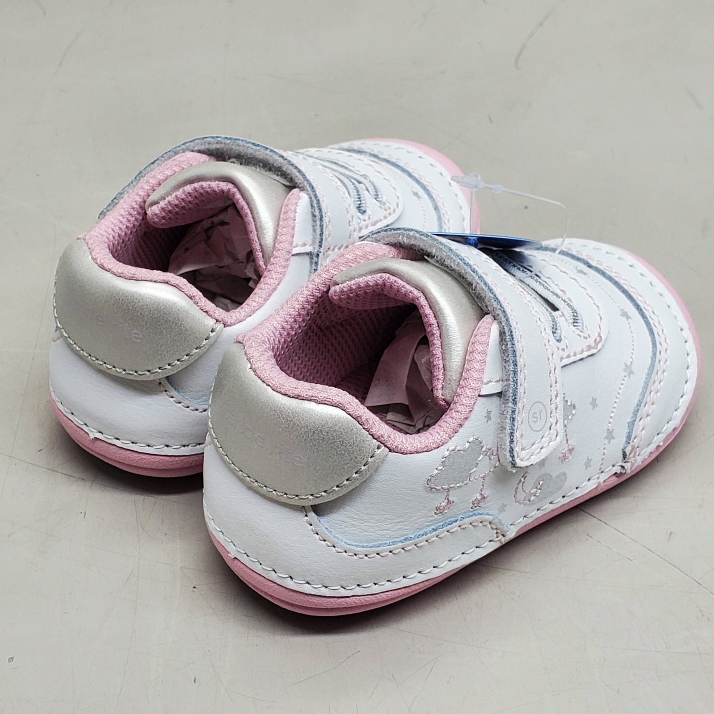STRIDE RITE Sm Adalyn Shoes Toddler SZ 4.5W White/Silver/Pink BG000701