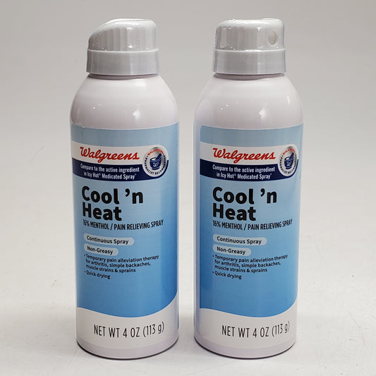 WALGREENS (2 Pack) Cool'n Heat Pain Relieving Spray 16% Menthol 4 OZ BB 01/27
