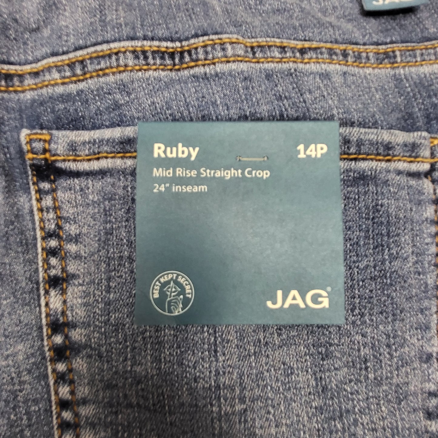 JAG Ruby Mid-rise Elastic Straight Crop Sz 14P Oceanfront JP2877SCV321