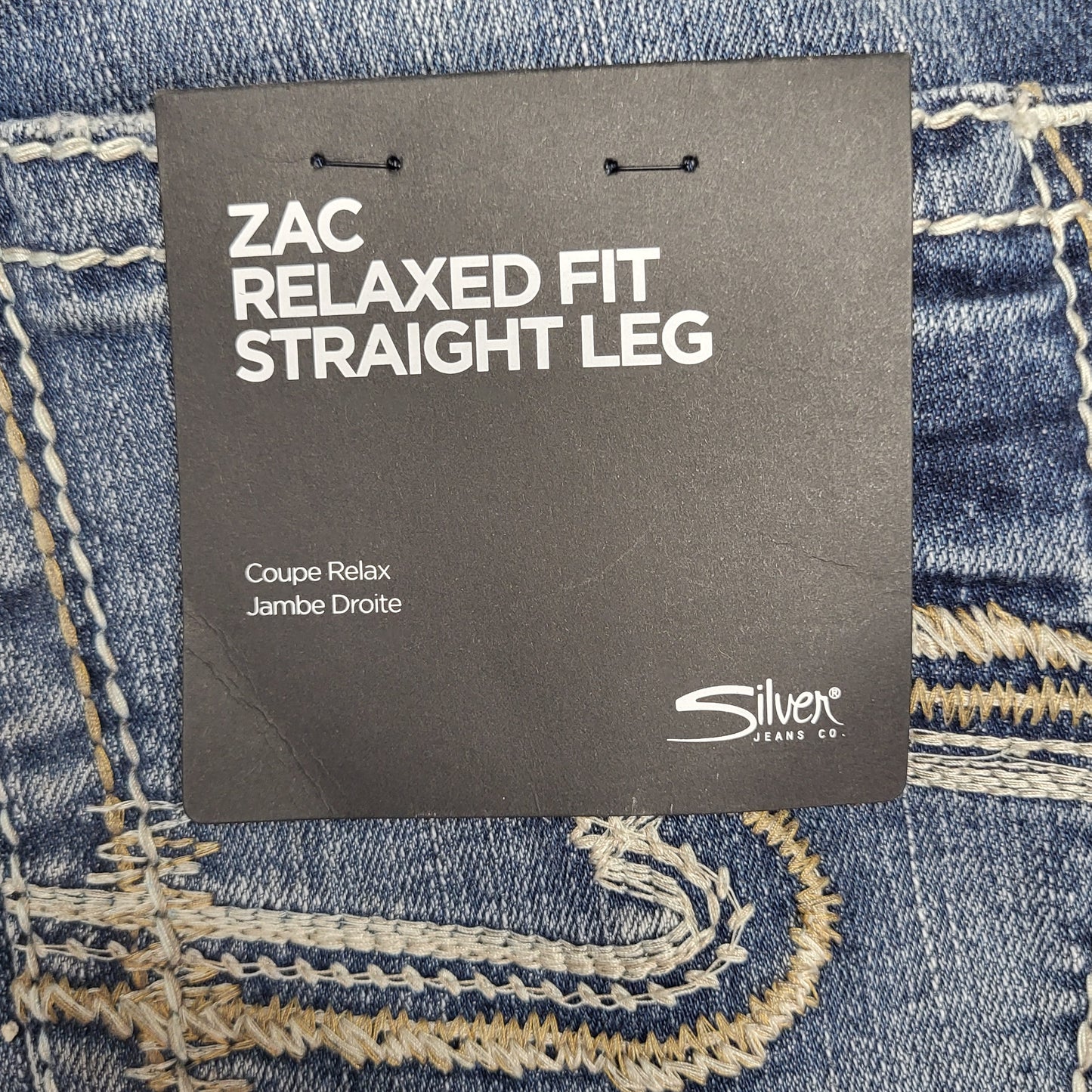 SILVER JEANS CO. Zac Relaxed Fit Straight Leg Sz 33/34 Indigo M42408LD191