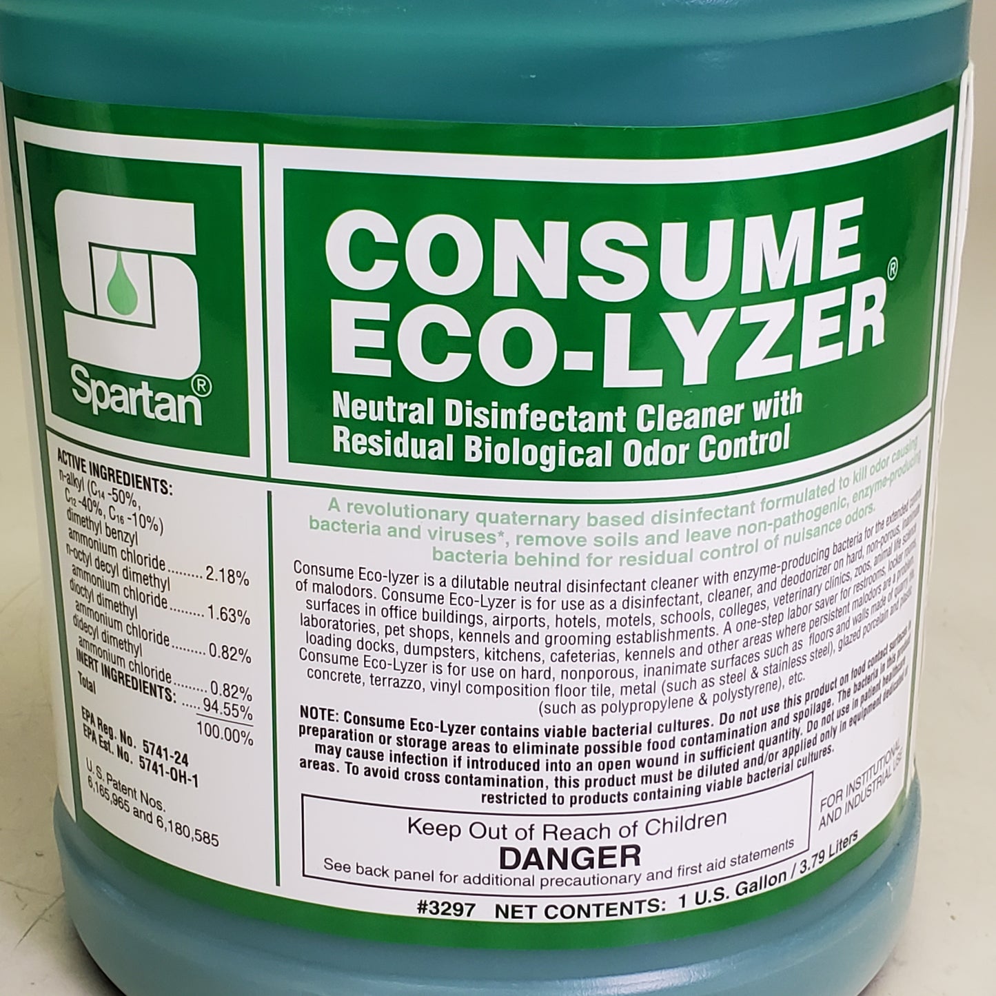 ZA@ SPARTAN Consume Eco-Lyzer Neutral Disinfectant Cleaner 1 gal 3297