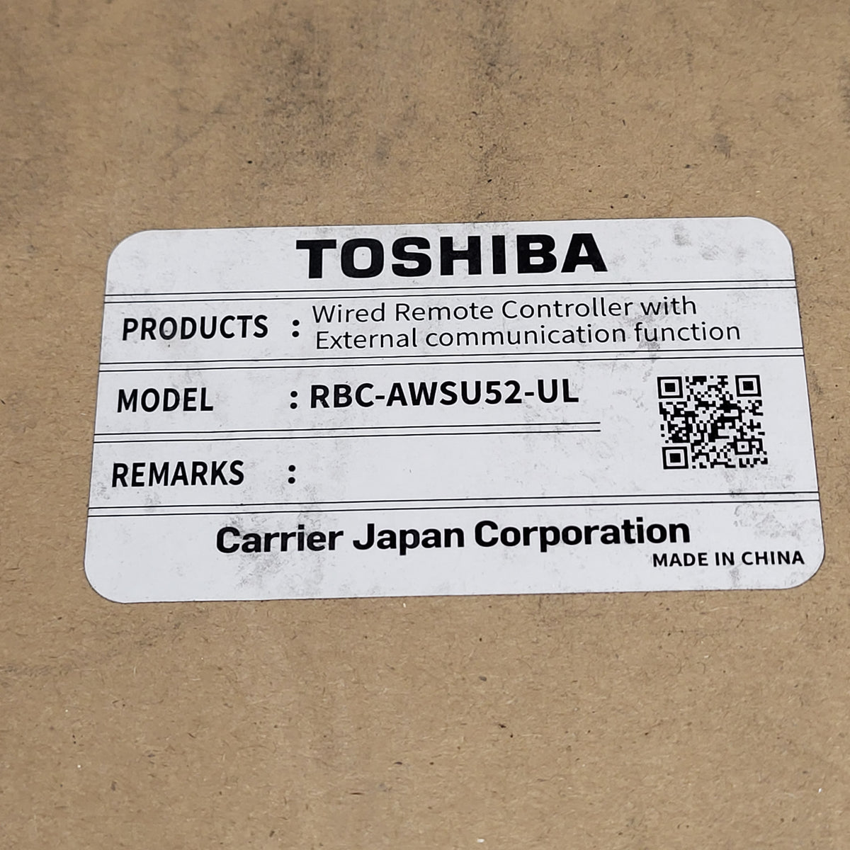 TOSHIBA Wired Remote Controller W/ External Communication RBC-AWSU52-UL