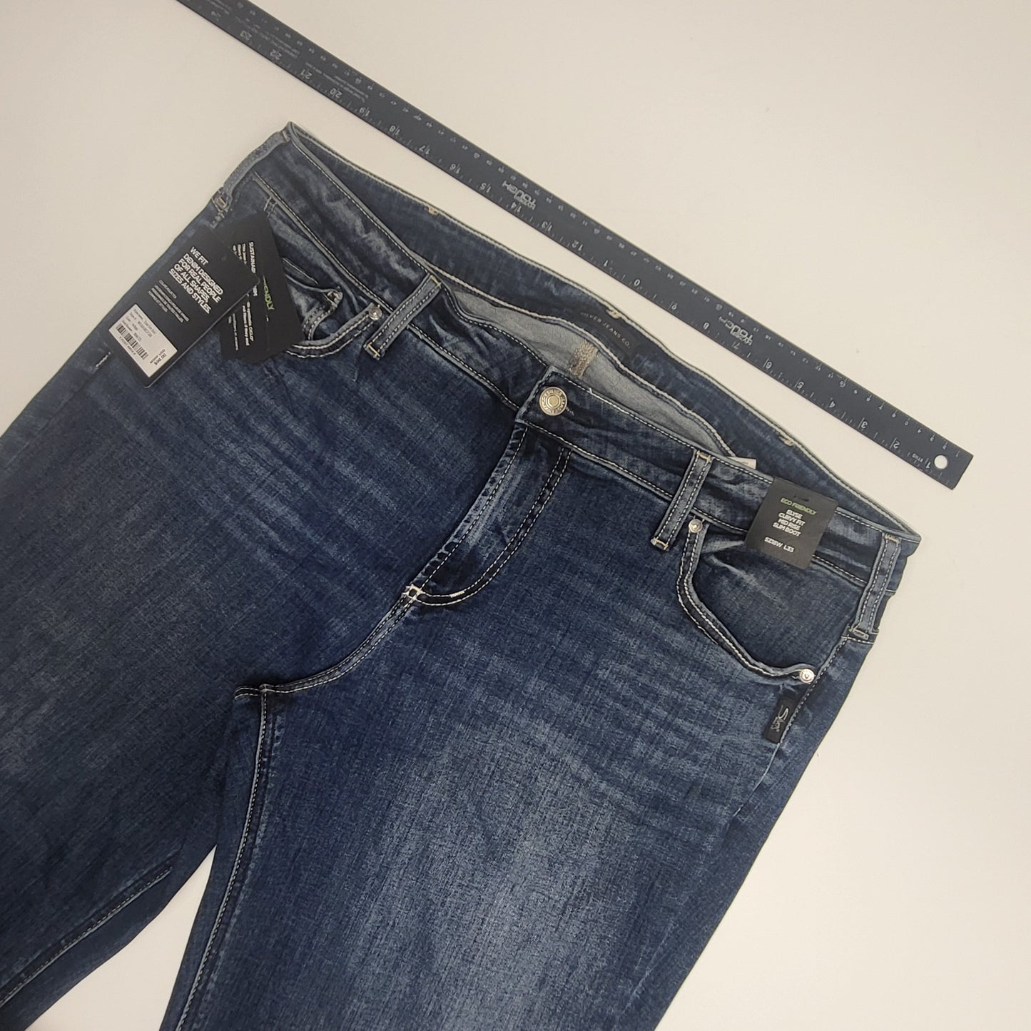 SILVER JEANS CO. Silver Jeans Co. Elyse Slim Boot Curvy Fit Women's Sz 18w/33 Indigo W03601ecf381