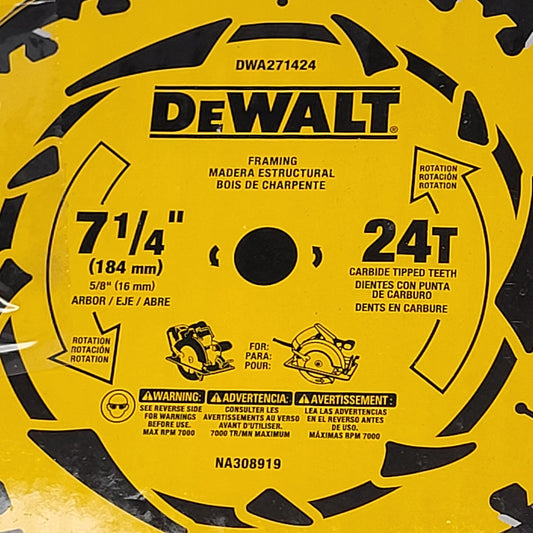 DEWALT (10 PACK) Rotating Saw Blades 24t   7.25in DWA271424B10 (Damaged Box)